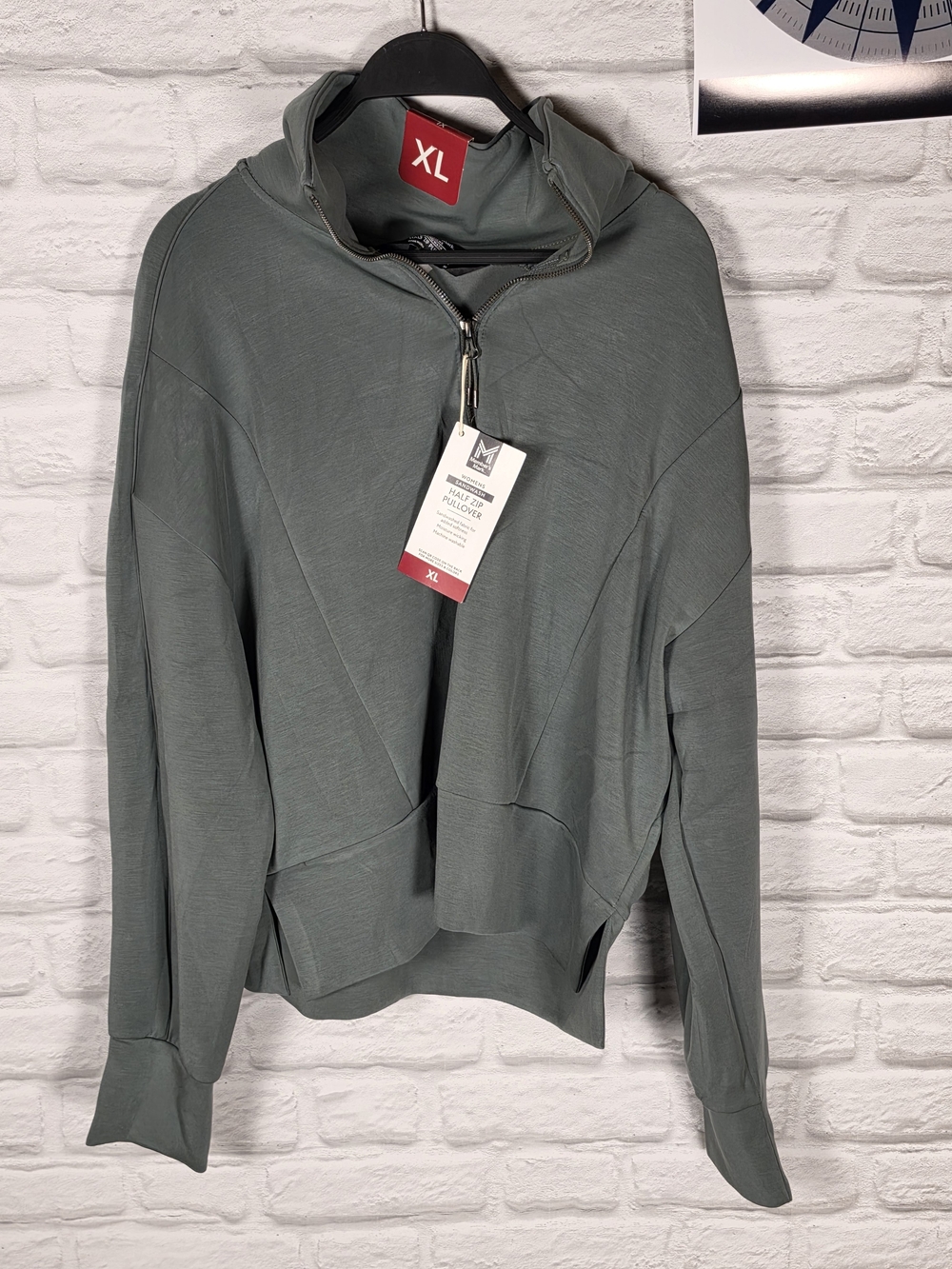 Women's Hooded Pullover Sweater - Slate Green, XL